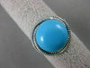 ESTATE ROUND TURQUOISE SOLITAIRE 14KT WHITE GOLD FILIGREE COCKTAIL RING #20428
