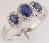 1CT DIAMOND & AAA SAPPHIRE 14KT WHITE GOLD OVAL & ROUND 3 STONE ANNIVERSARY RING