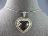 EXTRA LARGE 10.68CT DIAMOND & AAA SMOKEY TOPAZ 14KT 2 TONE GOLD HEART PENDANT