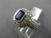 ESTATE LARGE 2.90CT DIAMOND & SAPPHIRE 14K WHTIE GOLD BEZEL HALO ENGAGEMENT RING