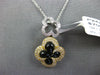 .23CT DIAMOND & AAA ONYX 14KT 2 TONE GOLD 4 LEAF CLOVER FLOWER FLOATING PENDANT