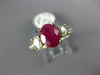 WIDE 2.48CT DIAMOND & AAA RUBY 14KT YELLOW GOLD OVAL THREE STONE ENGAGEMENT RING