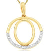 .02CT DIAMOND 14KT 2 TONE GOLD CLASSIC O INITIAL CIRCULAR FUN FLOATING PENDANT