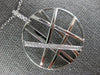 ESTATE LARGE .21CT DIAMOND 18KT WHITE GOLD CIRCULAR CRISS CROSS WEB FUN PENDANT