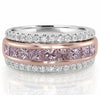 WIDE 1.4CT WHITE & PINK DIAMOND 18KT WHITE & ROSE GOLD PRINCESS ANNIVERSARY RING