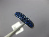 ESTATE 1.09CT AAA SAPPHIRE 18KT WHITE GOLD 3D THREE ROW CLASSIC PAVE FUN RING