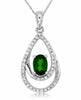 ESTATE .62CT DIAMOND & AAA RUSSALITE 14K WHITE GOLD OVAL TEAR DROP LOVE PENDANT