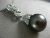 ESTATE .40CT DIAMOND & AAA TAHITIAN PEARL 18K WHITE GOLD FILIGREE PENDANT #21600