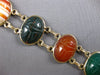 ANTIQUE EXTRA LARGE MULTI COLOR GEM 14KT YELLOW GOLD HANDCRAFTED BRACELET #27931