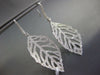 ESTATE EXTRA LARGE 3.05CT DIAMOND 18KT WHITE GOLD 3D LEAF HANGING EARRINGS