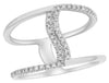 ESTATE .22CT DIAMOND 14KT WHITE GOLD CLASSIC ROUND DOUBLE BAR SWIRL BAR FUN RING