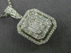 ESTATE EXTRA LARGE 2.07CT ROUND BAGUETTE DIAMOND 14K WHITE GOLD CLUSTER PENDANT