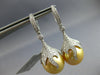 ESTATE LARGE .65CT DIAMOND & AAA GOLDEN SOUTH SEA PEARL 18K WHITE GOLD HANGING EARRINGS