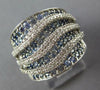 LARGE 3.43CT DIAMOND & AAA SAPPHIRE 14K WHITE GOLD MULTI ROW MULTI WAVE FUN RING