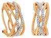 WIDE .35CT DIAMOND 14KT ROSE GOLD MULTI ROW CRISS CROSS CLIP ON HANGING EARRINGS