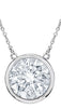 ESTATE 1.0CT DIAMOND 18KT WHITE GOLD ROUND CLASSIC SOLITAIRE BEZEL LOVE NECKLACE