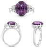 LARGE 7.13CT DIAMOND & AAA PURPLE SAPPHIRE PLATINUM 3D OVAL & HALF MOON RING