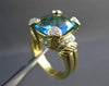 ANTIQUE 8.15CT DIAMOND & AAA LONDON BLUE TOPAZ 18KT 2 TONE HEART GOLD RING 22098