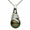 ESTATE .07CT DIAMOND & TAHITIAN PEARL 14KT WHITE GOLD ROUND SWIRL SNAKE PENDANT