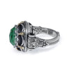 LARGE AAA JADE & LONDON BLUE TOPAZ 18K YELLOW GOLD & 925 SILVER HANDCRAFTED RING