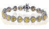 LARGE 12.84CT WHITE & FANCY YELLOW DIAMOND 18KT 2 TONE GOLD HALO TENNIS BRACELET