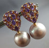 ESTATE LARGE 3.75CT DIAMOND & AMETHYST & PINK SOUTH SEA PEARL 18K ROSE GOLD 3D EARRINGS