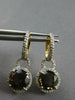 3.95CT DIAMOND & AAA SMOKY TOPAZ 14KT YELLOW GOLD 3D ROUND HALO HANGING EARRINGS