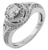 ESTATE 1.0CT DIAMOND 14KT WHITE GOLD CLASSIC ROUND HALO FRIENDSHIP PROMISE RING