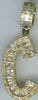 .51CT DIAMOND 14K YELLOW GOLD 3D ROUND & BAGUETTE C INITIAL FUN FLOATING PENDANT