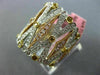 LARGE 1.74CT WHITE PINK & FANCY YELLOW DIAMOND 18KT TRI COLOR GOLD FILIGREE RING