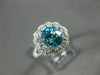 ESTATE LARGE 5.50CT DIAMOND & BLUE ZIRCON 18KT WHITE GOLD FLOWER ENGAGEMENT RING
