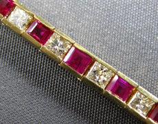 6.86CT DIAMOND & AAA RUBY 14KT YELLOW GOLD 3D CHANNEL INVISIBLE TENNIS BRACELET