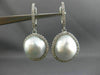 ESTATE .64CT DIAMOND & AAA SOUTH SEA PEARL 18KT WHITE GOLD HALO HANGING EARRINGS