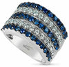 WIDE 2.31CT DIAMOND & AAA SAPPHIRE 18K WHITE GOLD SEMI ETERNITY ANNIVERSARY RING