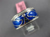 WIDE .30CT DIAMOND & BLUE ENAMEL 18K WHITE GOLD A INITIAL MULTI LEAF ETOILE RING