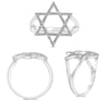 WIDE .19CT DIAMOND 14KT WHITE GOLD 3D ROUND STAR OF DAVID INFINITY UNISEX RING