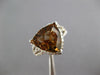 ESTATE LARGE 9.10CT DIAMOND & AAA SMOKEY TOPAZ 14KT WHITE GOLD TRILLION FUN RING