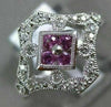 WIDE .51CT DIAMOND & AAA PINK SAPPHIRE 14K WHITE GOLD OPEN FILIGREE HEXAGON RING