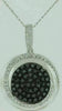 ESTATE .92CT WHITE & BLACK DIAMOND 14KT WHITE GOLD CLUSTER CIRCULAR LOVE PENDANT