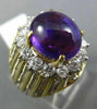 ANTIQUE LARGE 8.34CT DIAMOND & AAA AMETHYST 18K TWO TONE GOLD 3D OVAL RING #2624