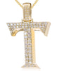 ESTATE EXTRA LARGE 1.46CT DIAMOND 14K YELLOW GOLD T INITIAL FUN FLOATING PENDANT