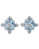 1.88CT DIAMOND & AAA AQUAMARINE 18K WHITE GOLD PRINCESS & ROUND CLIP ON EARRINGS