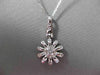 ANTIQUE LARGE .30CT DIAMOND 14K WHITE GOLD 3D SUN FLOWER ETOILE PENDANT #1885