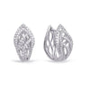 WIDE .8CT DIAMOND 14K WHITE GOLD DOUBLE LEAF CRISS CROSS HUGGIE HANGING EARRINGS