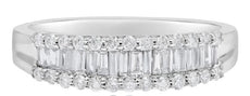 .52CT DIAMOND 14KT WHITE GOLD 3D ROUND & BAGUETTE 3 ROW WEDDING ANNIVERSARY RING