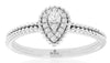 ESTATE .11CT DIAMOND 14K WHITE GOLD ROUND & PEAR SHAPE HALO FRIENDSHIP LOVE RING