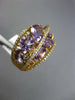 WIDE 5.20CT DIAMOND & AAA AMETHYST 14K YELLOW GOLD OVAL & ROUND CRISS CROSS RING