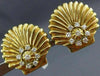 ANTIQUE LARGE 1.0CT ROUND DIAMOND 18KT GOLD CLASSIC SHELL EARRINGS E VVS #2241