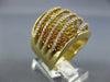 LARGE 3.6CT DIAMOND & AAA RAINBOW YELLOW SAPPHIRE 14K YELLOW GOLD MULTI ROW RING