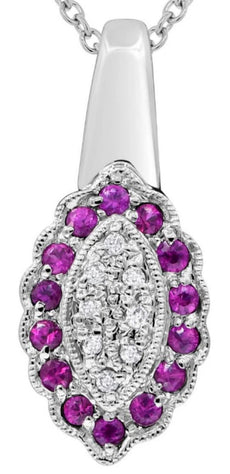 .37CT DIAMOND & AAA RUBY 14KT WHITE GOLD 3D MARQUISE SHAPE FUN FLOATING PENDANT